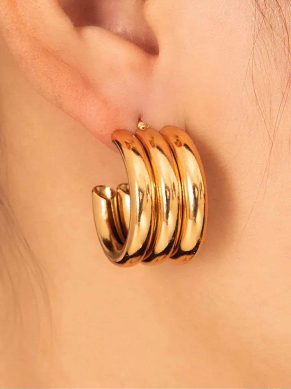 Multi layered 18k gold plated earrings for women